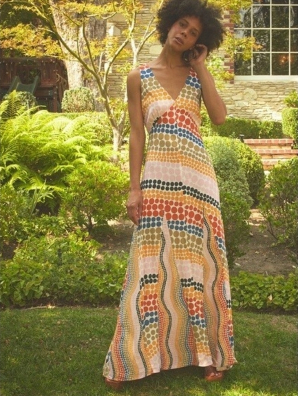 Anthropologie The Odells Dot-Printed Maxi Dress Polka Dot Maximalism Size XSP - Picture 2 of 16